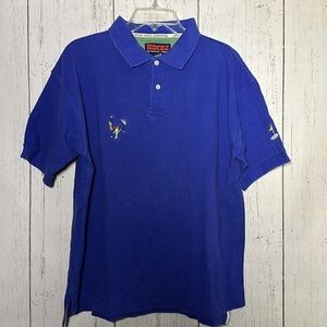 Pivot Rules Blue Embroidered Retro Golf Players Golf Collared Polo Size Medium